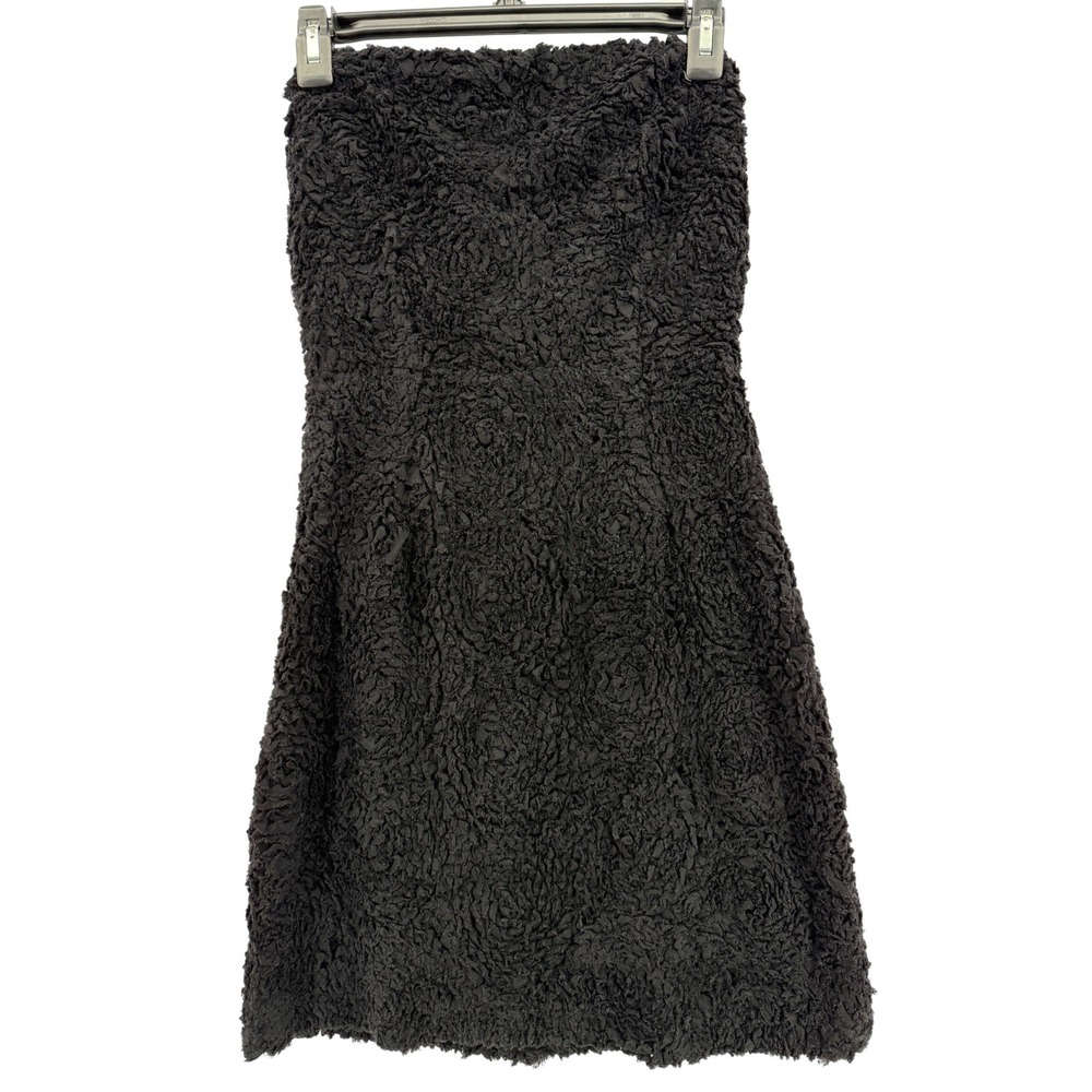 STORIA NWT Black Textured Floral Sheer Mesh Lined Strapless Mini Dress Women's S